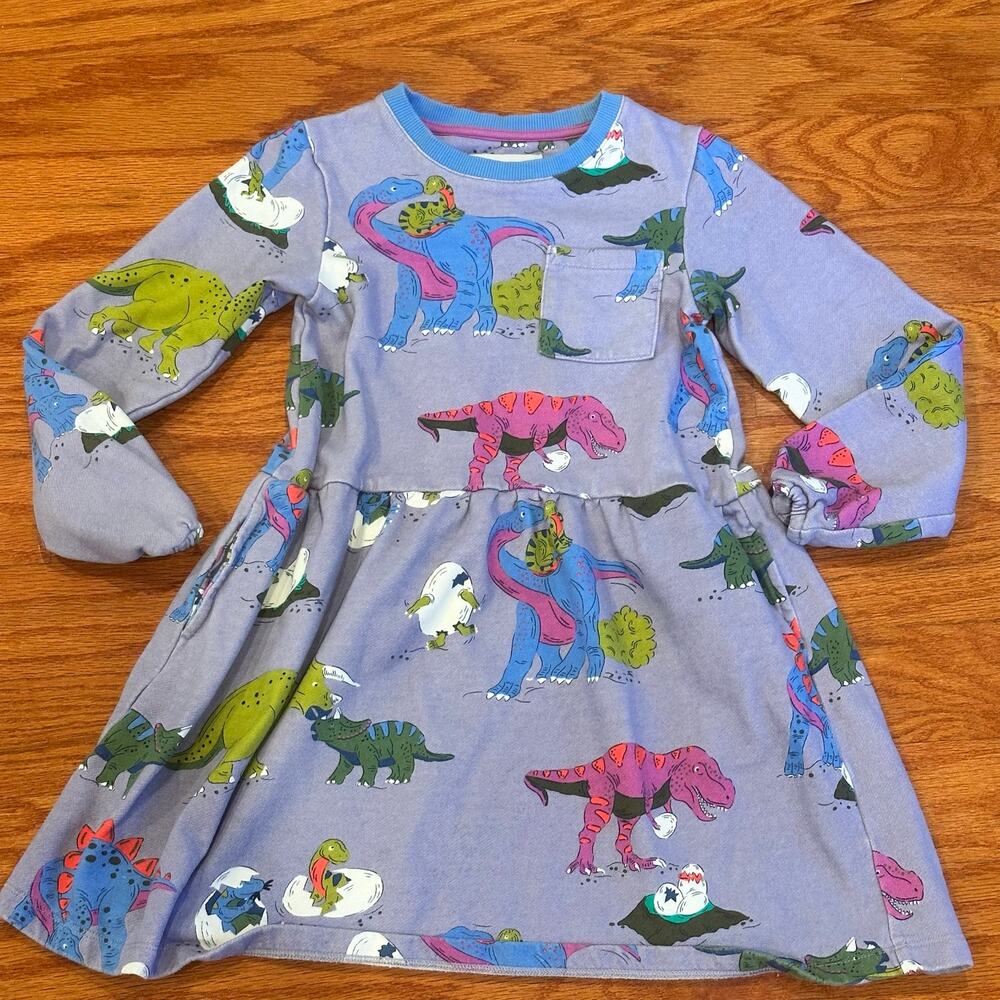 Mini Boden Dinosaur Dress sz 8-9 Long Sleeve Dress